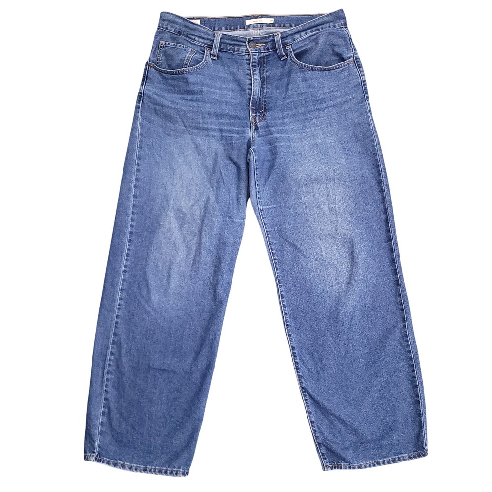Levis Jeans Women 30 (34x29) Baggy Dad Premium Straight Denim Stretch Fade